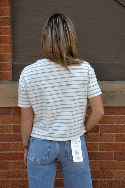 Cropped French Terry Boxy Striped Top