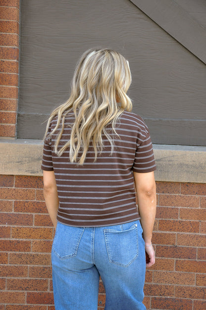Cropped French Terry Boxy Striped Top