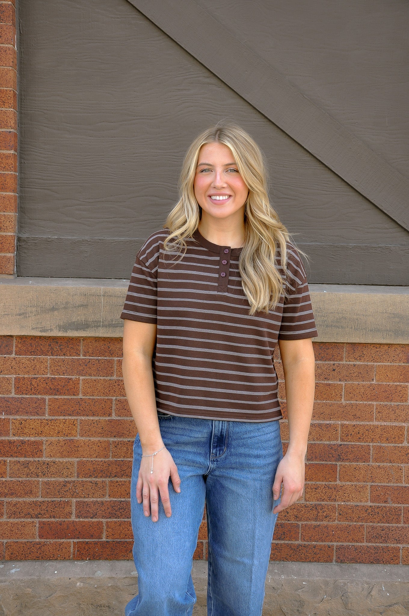 Cropped French Terry Boxy Striped Top
