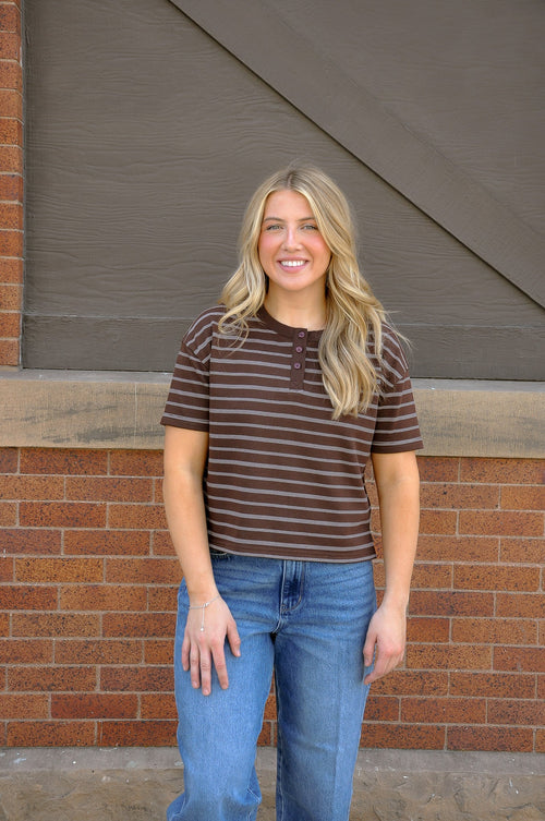 Cropped French Terry Boxy Striped Top