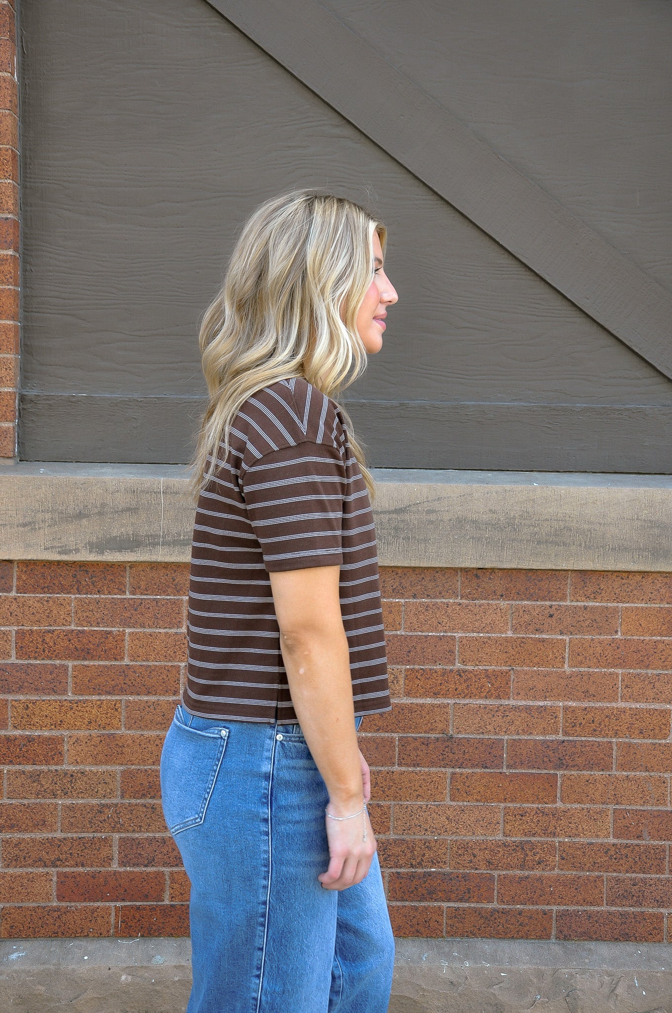 Cropped French Terry Boxy Striped Top
