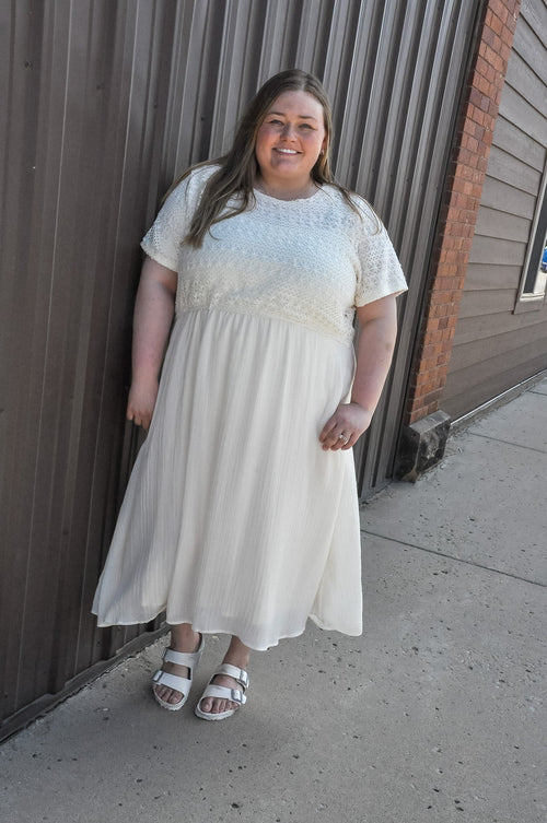 Curvy Crochet Mix Media Midi Dress