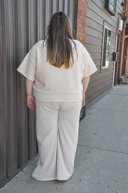 Curvy Ribbed Round Neck Tee & Pants Set