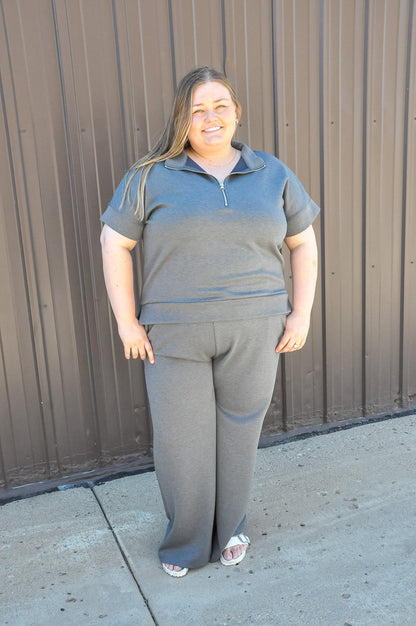 Curvy Scuba Half Zip Top & Pants Set