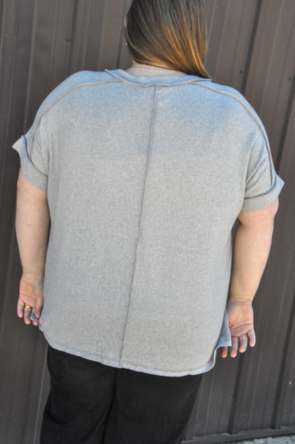 Curvy Soft Melange Hacci V-neck Tee