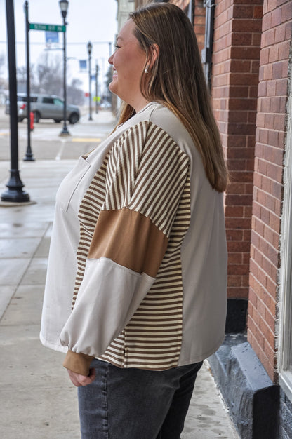 Curvy Stripe and Color Block Knit Top