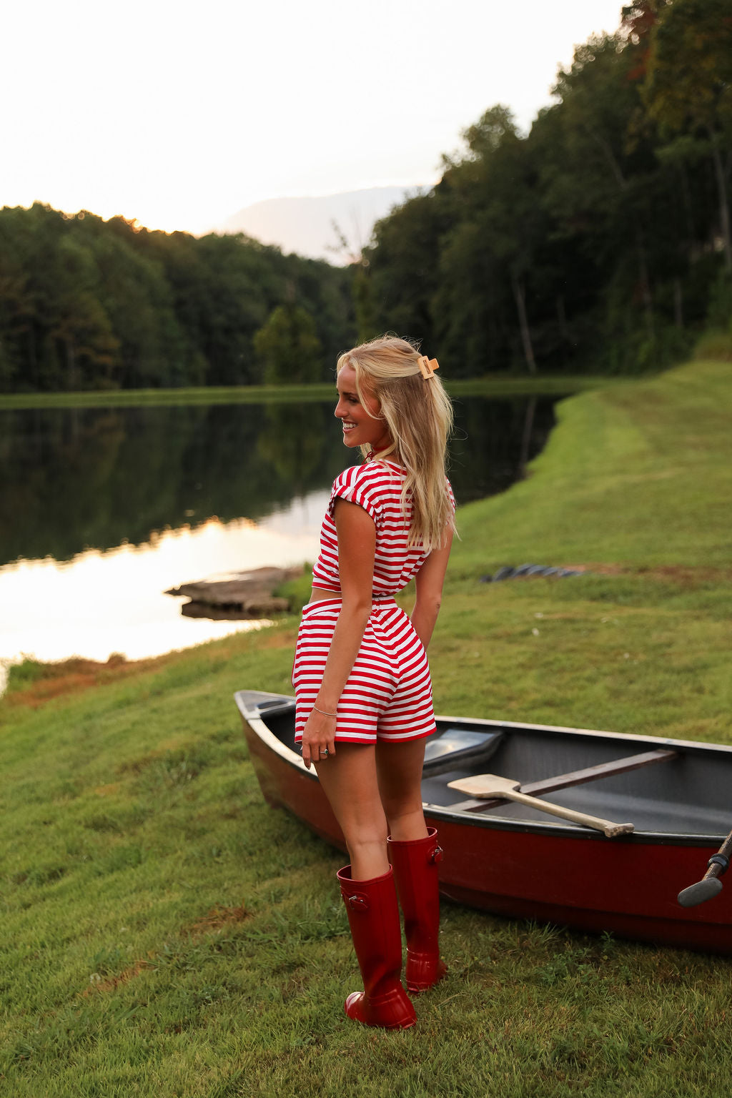 Stripe Baby Tee - Cherry Red