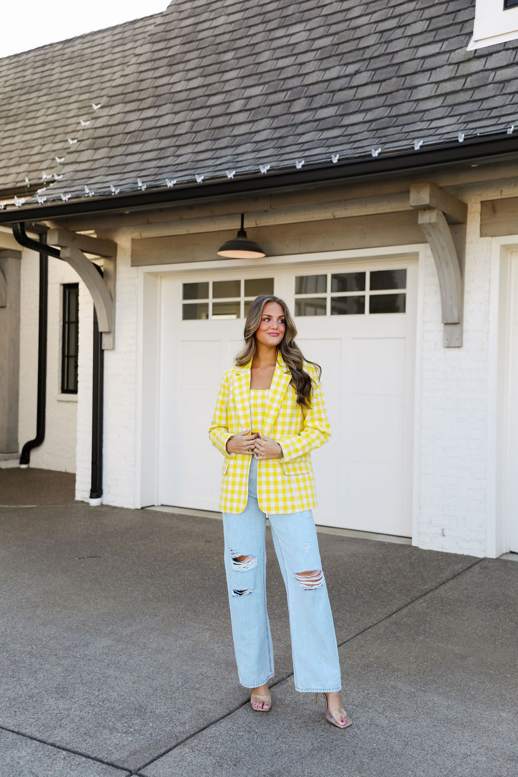 Sally Tweed Top - Yellow Plaid