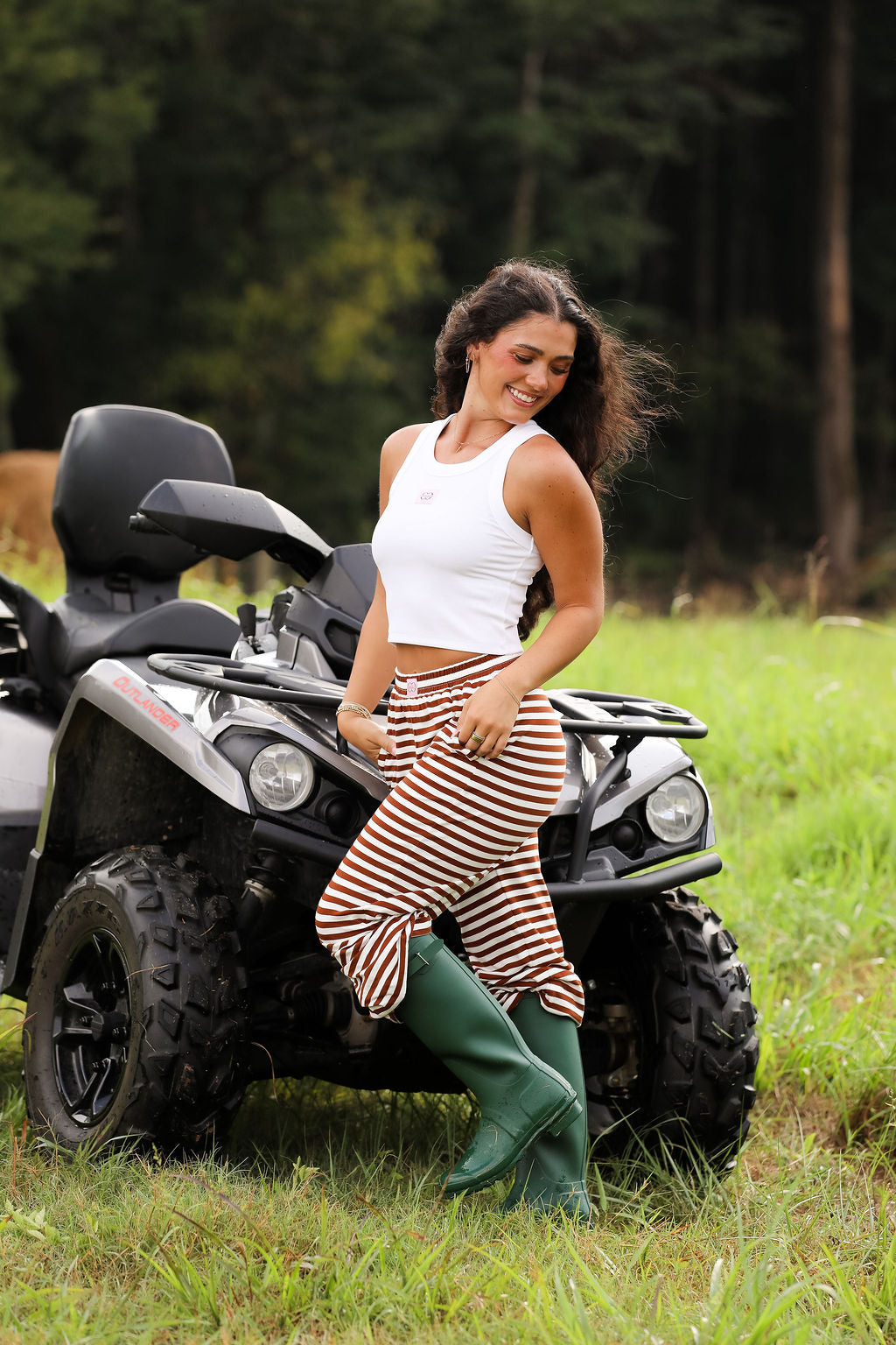 Stripe Wide Leg Pant  - Chocolate