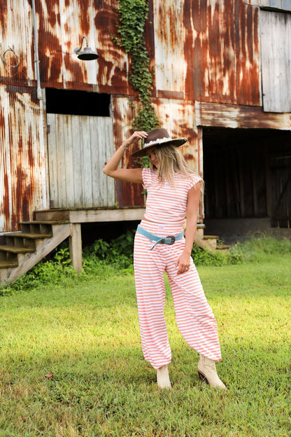 Stripe Jogger Pant - Peach Fuzz