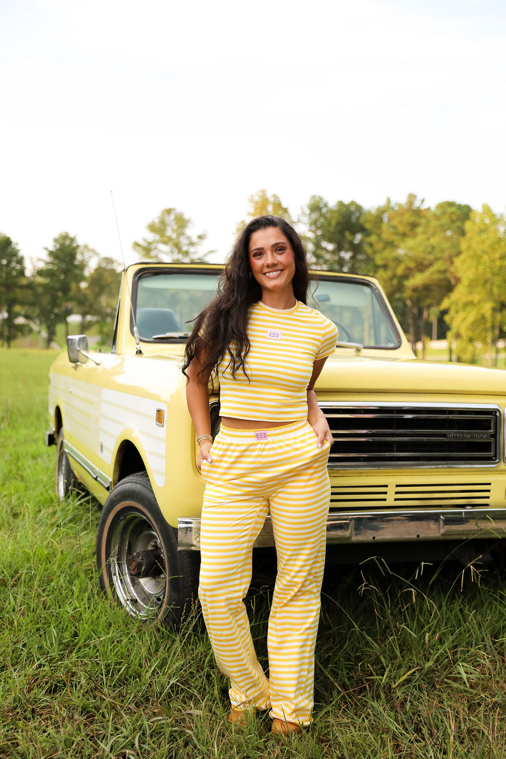 Stripe Cap Sleeve Tee - Sunbeam