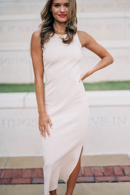Reese Ribbed Midi Dress - Taupe
