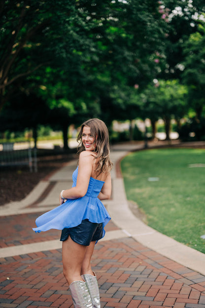 Naeva Ruffle Top - Mazarine FREE PEOPLE