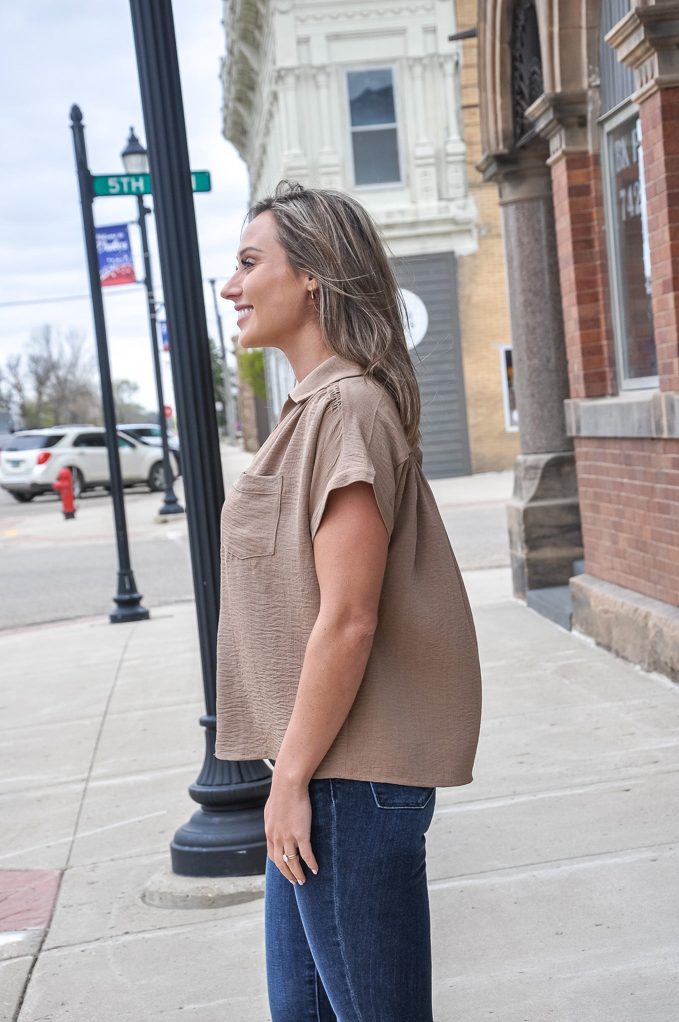 Drop Shoulder Button Up Shirt