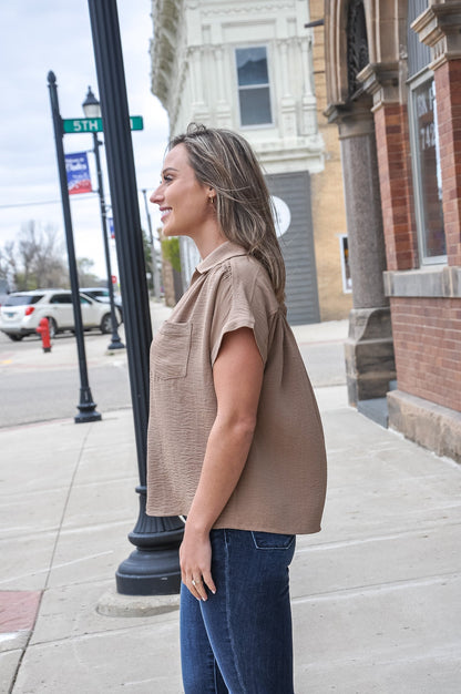 Drop Shoulder Button Up Shirt