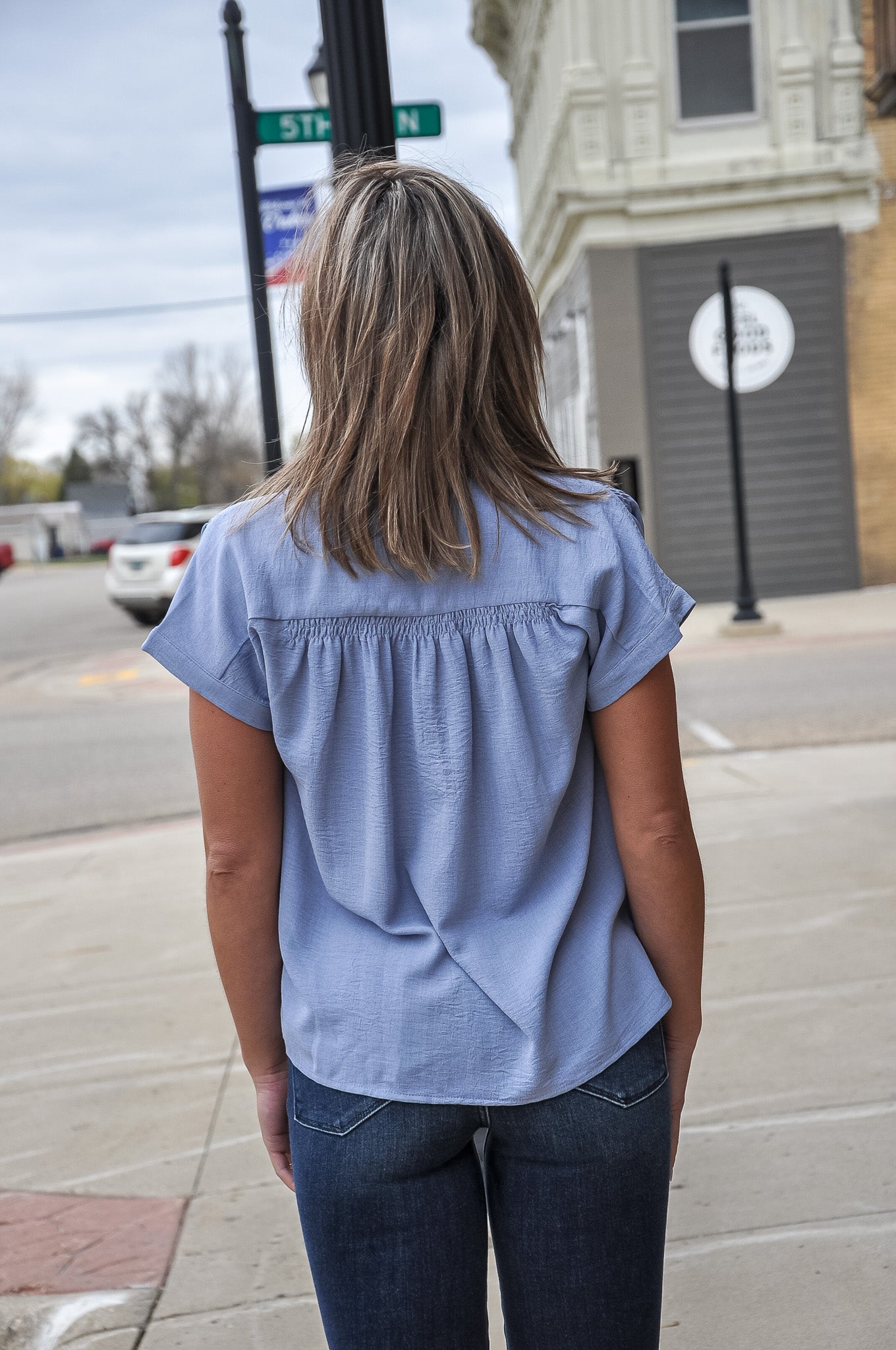 Drop Shoulder Button Up Shirt
