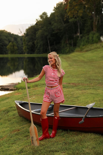 Stripe Baby Tee - Cherry Red