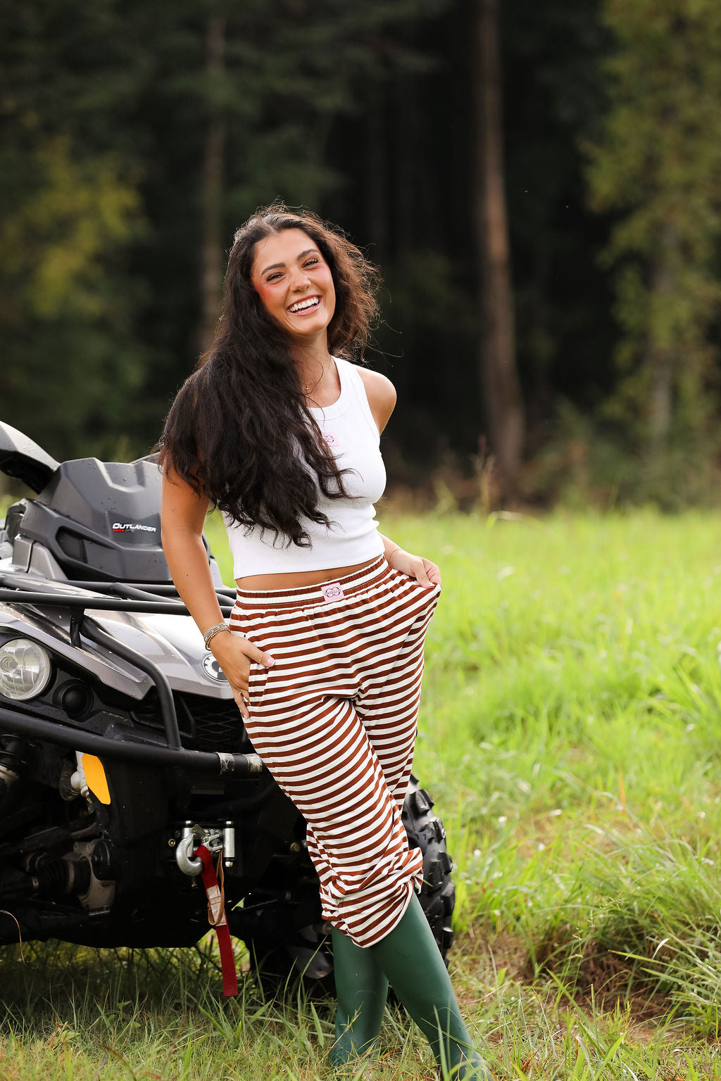 Stripe Wide Leg Pant  - Chocolate
