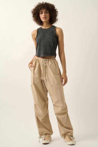 Real Talk Vintage-Wash Lettuce-Edge Tank Top