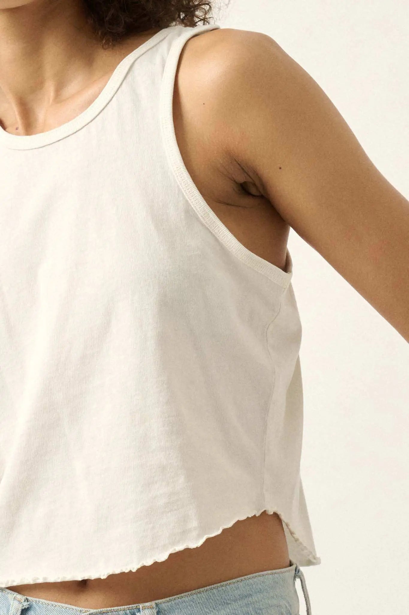 Real Talk Vintage-Wash Lettuce-Edge Tank Top
