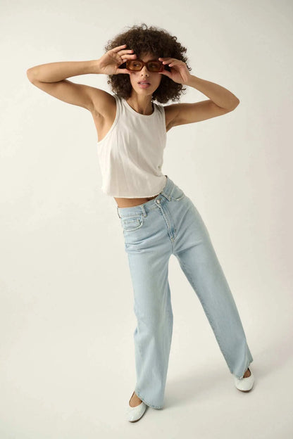 Real Talk Vintage-Wash Lettuce-Edge Tank Top