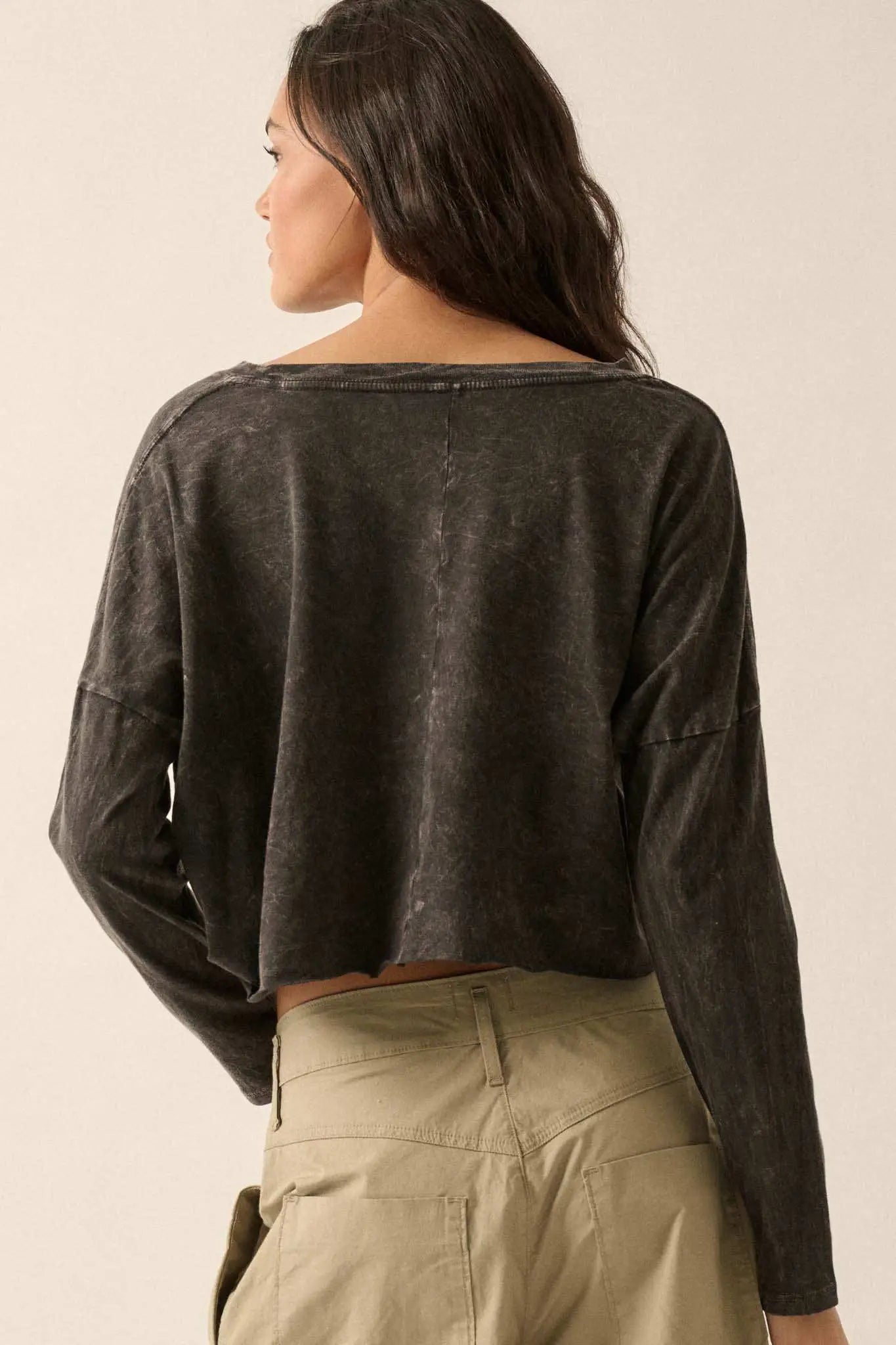 Vintage Angel Cropped Long-Sleeve Graphic Tee