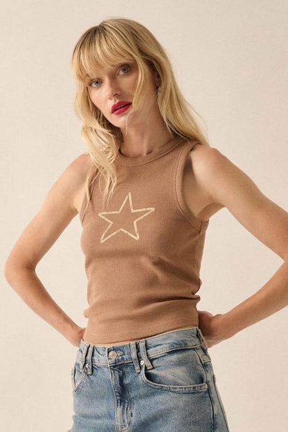 Star Quality Crew-Neck Thermal Graphic Tank Top