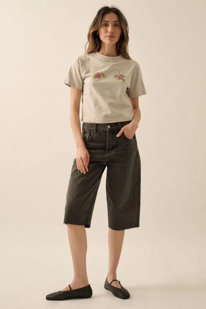 Wild Cherries Garment-Dyed Cropped Graphic Tee