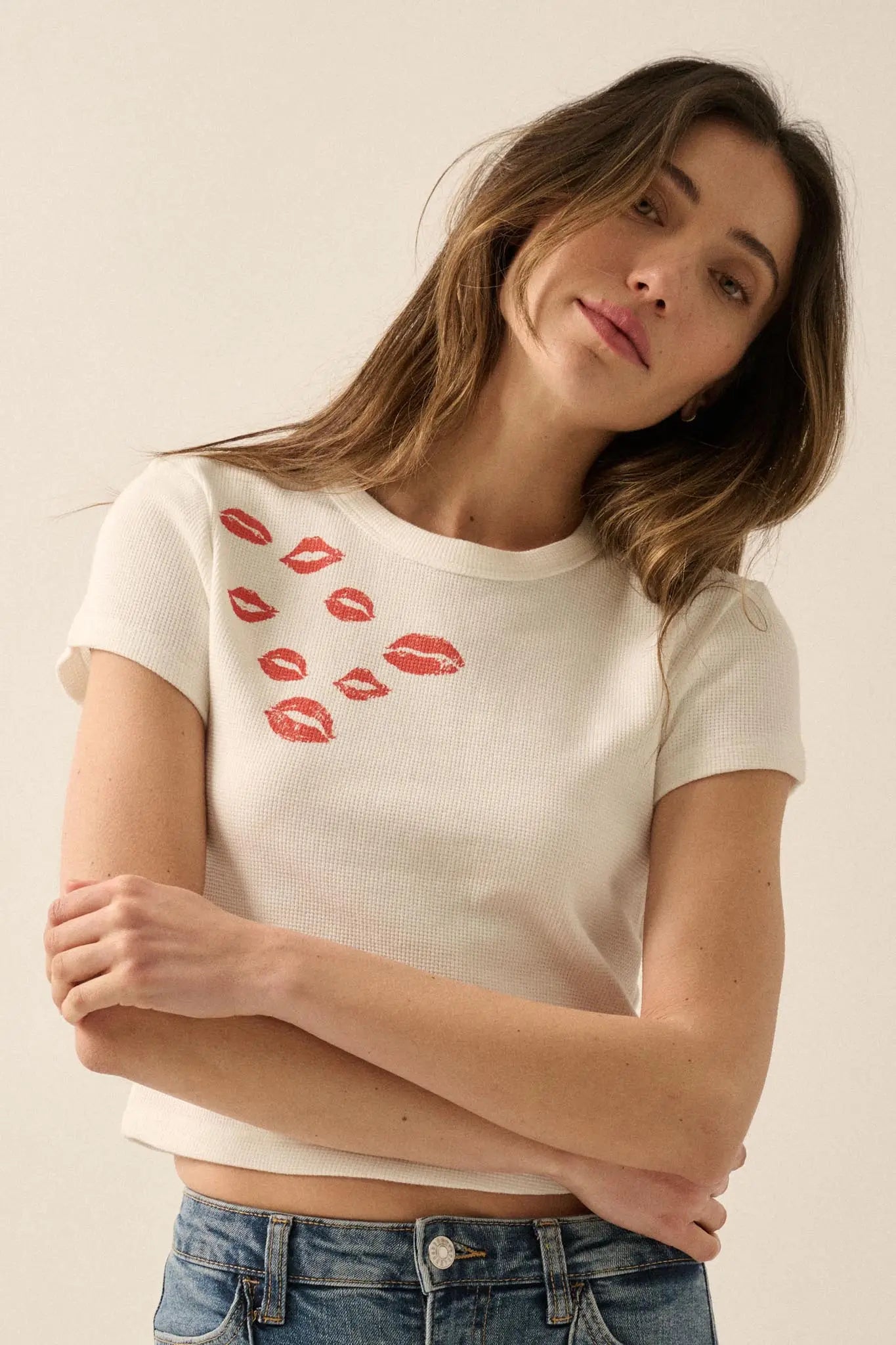 Stolen Kisses Thermal Graphic Baby Tee