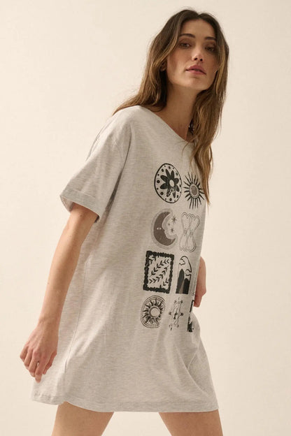 Symbology Vintage-Print Oversize Graphic Tee