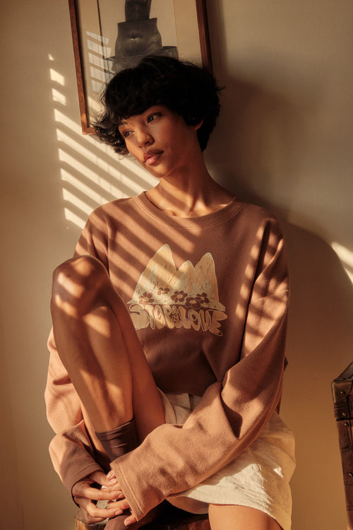 Stop and Love Cropped Thermal Graphic Top