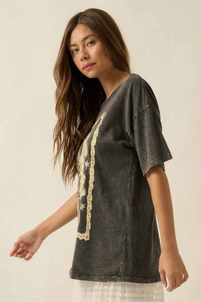 Twin Tigers Vintage-Wash Oversize Graphic Tee