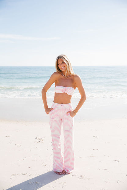 Stripe Wide Leg Pant - Bubblegum Kiss