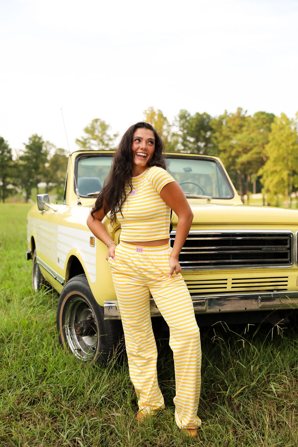 Stripe Cap Sleeve Tee - Sunbeam