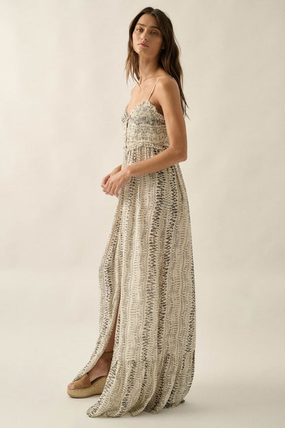 Wandering Soul Abstract-Print Button-Front Maxi Dress
