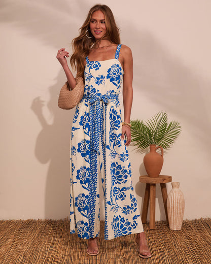 Demie Floral Waist Tie Jumpsuit
