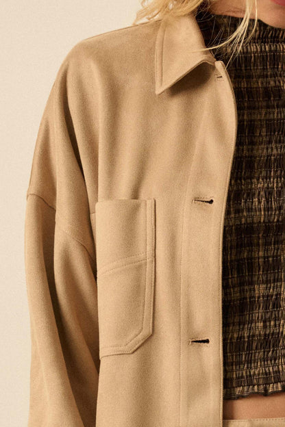 Soft Spoken Vegan Suede Pocket Shacket