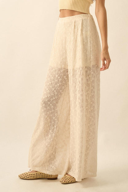 Sweet Breeze Floral Lace Wide-Leg Pants