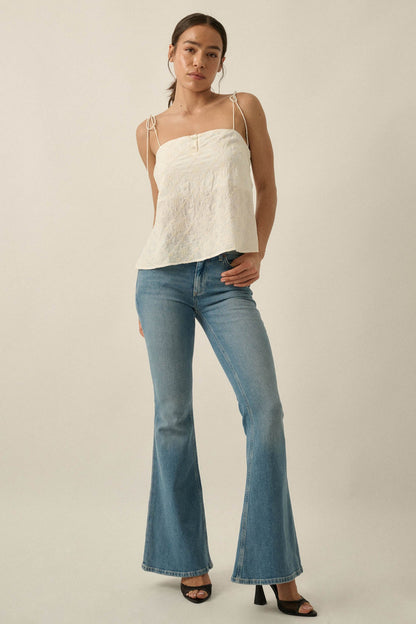 Feeling Flirty Embroidered Straight-Neck Cami Top