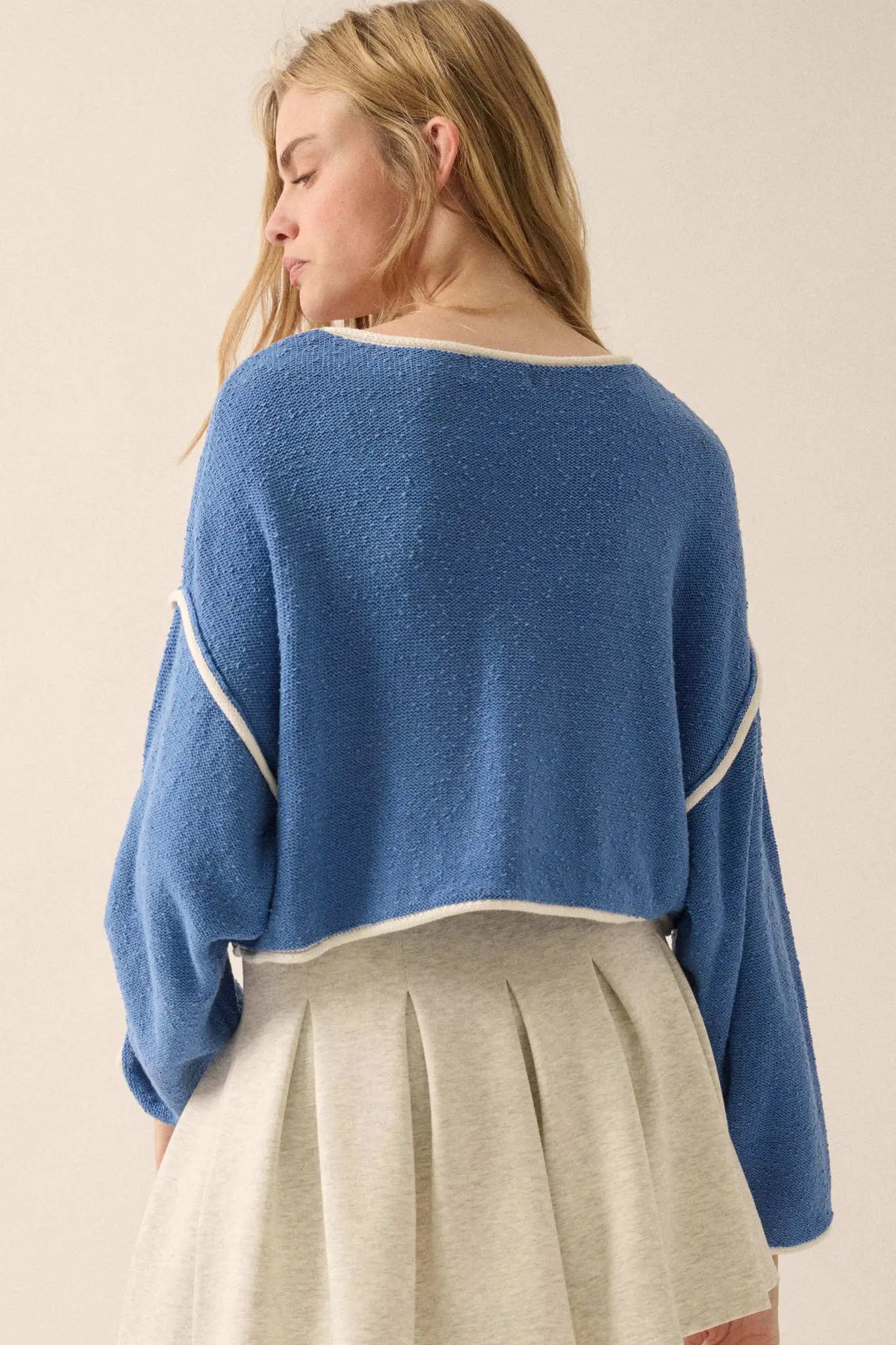 Cuddle Party Cropped Exposed-Seam Sweater