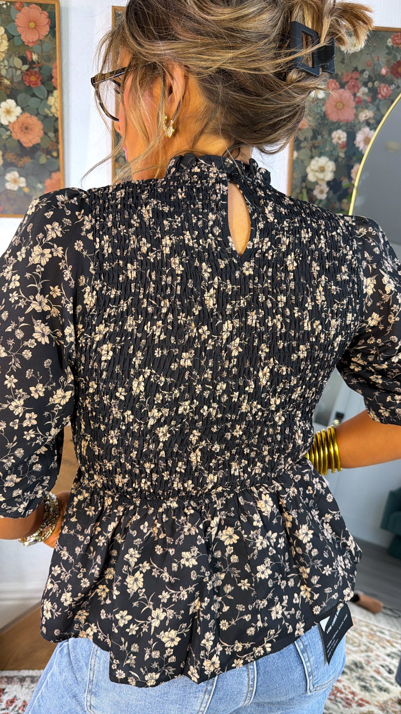 Opal Mae Floral Blouse, Black Multi