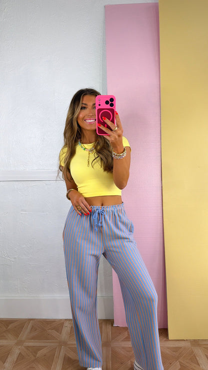 Ribbed Crop Baby Tee, Butter Yellow