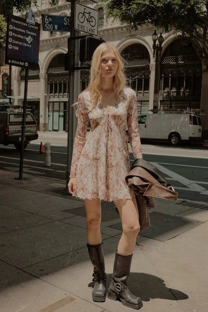 Rare Roses Floral-Print Mesh V-Neck Romper