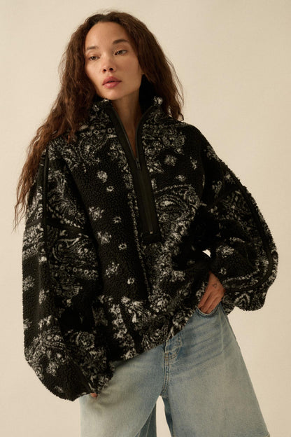 Dream On Paisley-Print Fleece Half-Zip Pullover