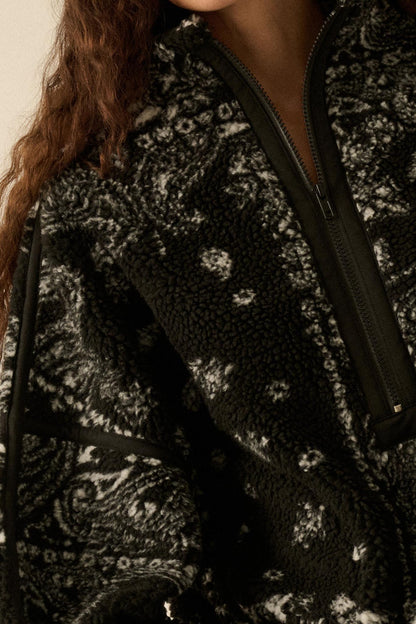 Dream On Paisley-Print Fleece Half-Zip Pullover