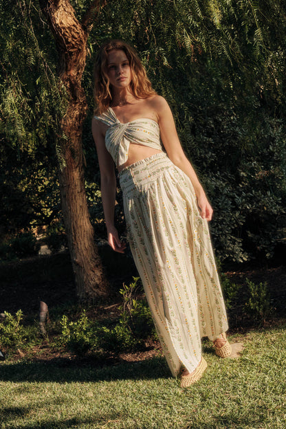Wild Fields Floral-Stripe One-Shoulder Bandeau Top