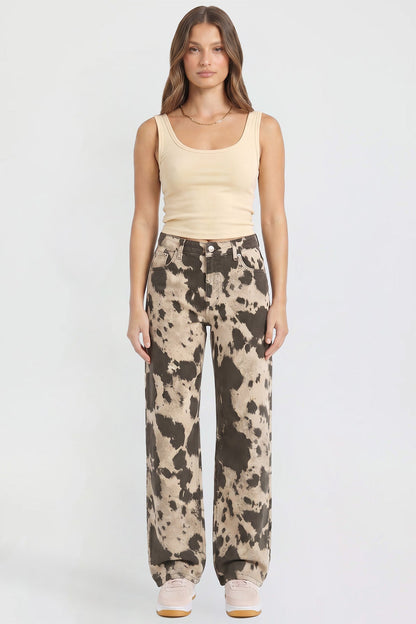 Women's Britney Printed Wide Leg Jeans