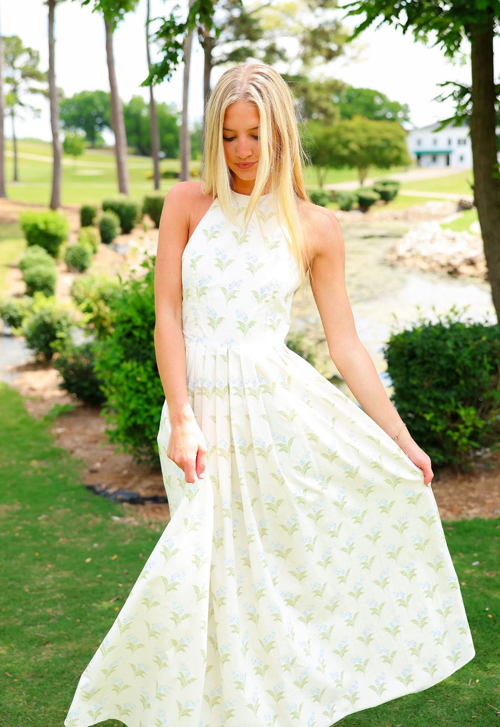 Sage Dress - Cream Floral