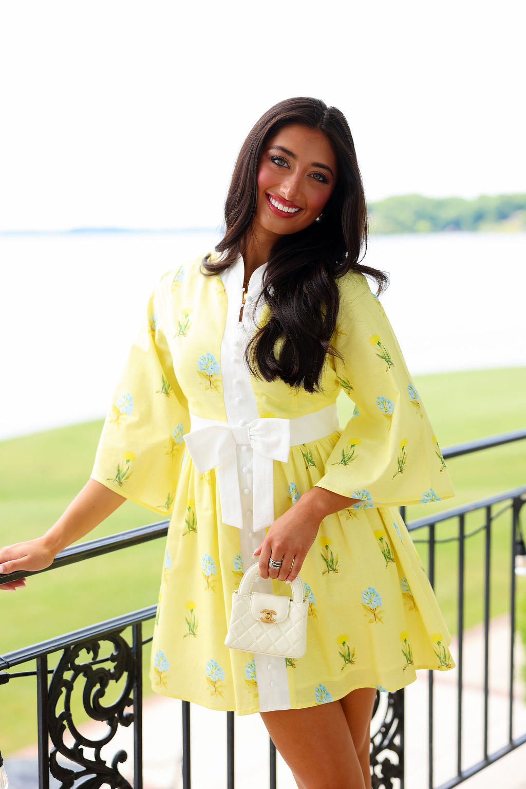 Victoria Mini Dress - Yellow Floral