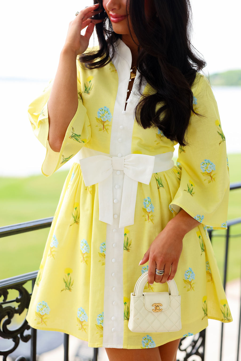 Victoria Mini Dress - Yellow Floral